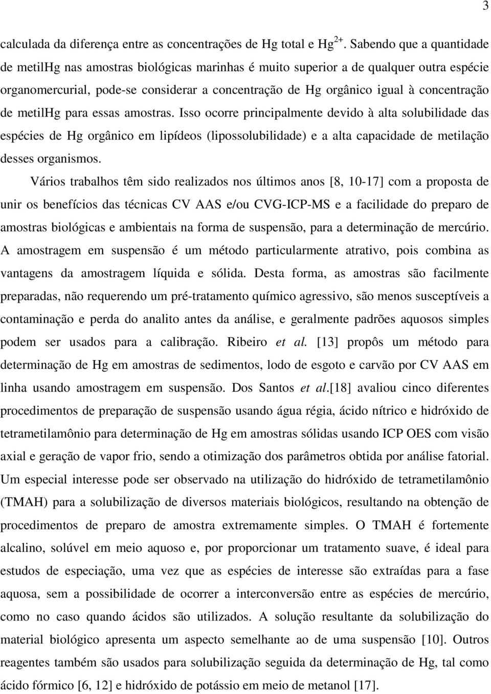 concentração de metilhg para essas amostras.