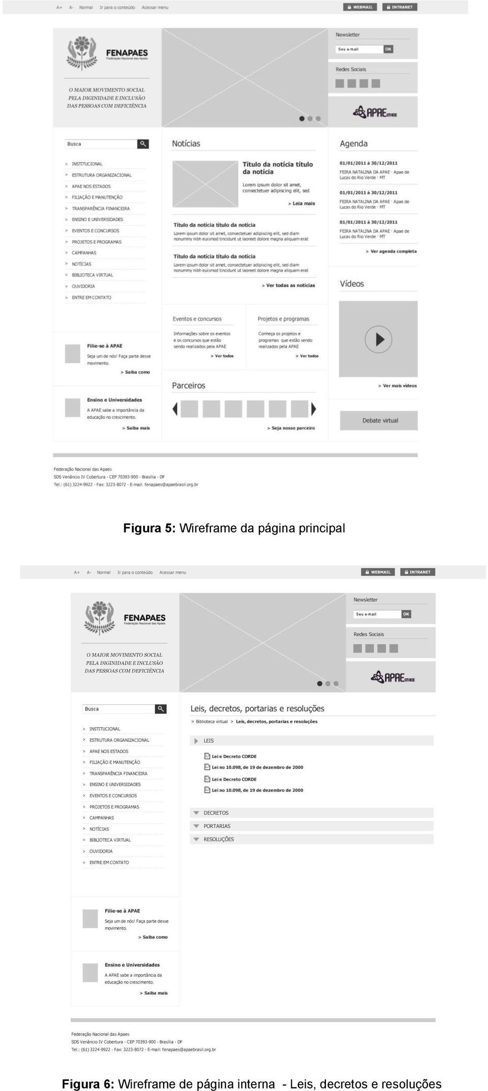 Wireframe de página