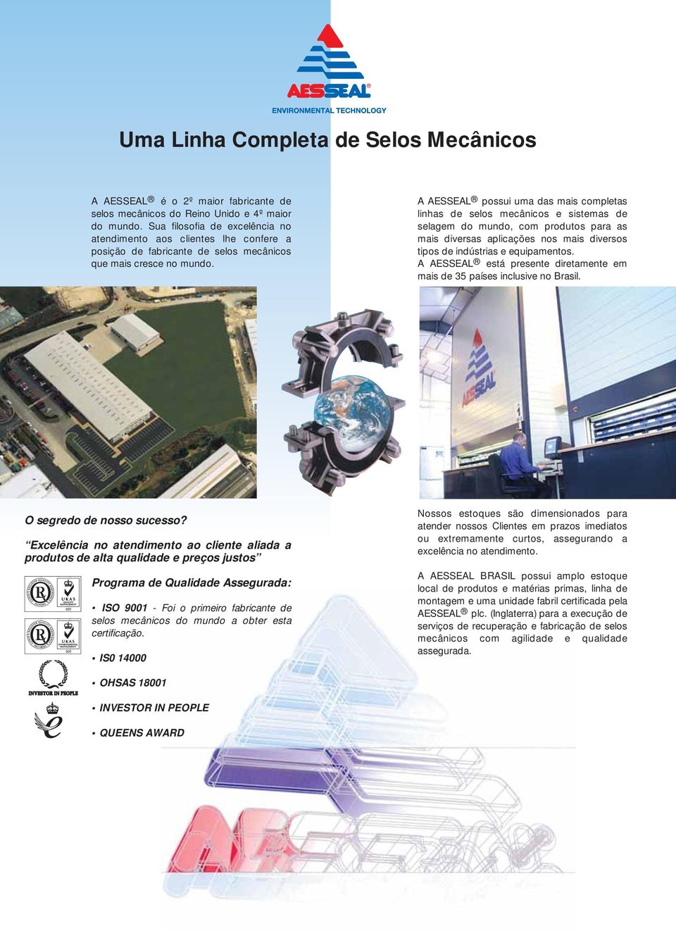 A AESSEAL possui uma das mais completas linhas de selos mecânicos e sistemas de selagem do mundo, com produtos para as mais diversas aplicações nos mais diversos tipos de indústrias e equipamentos.