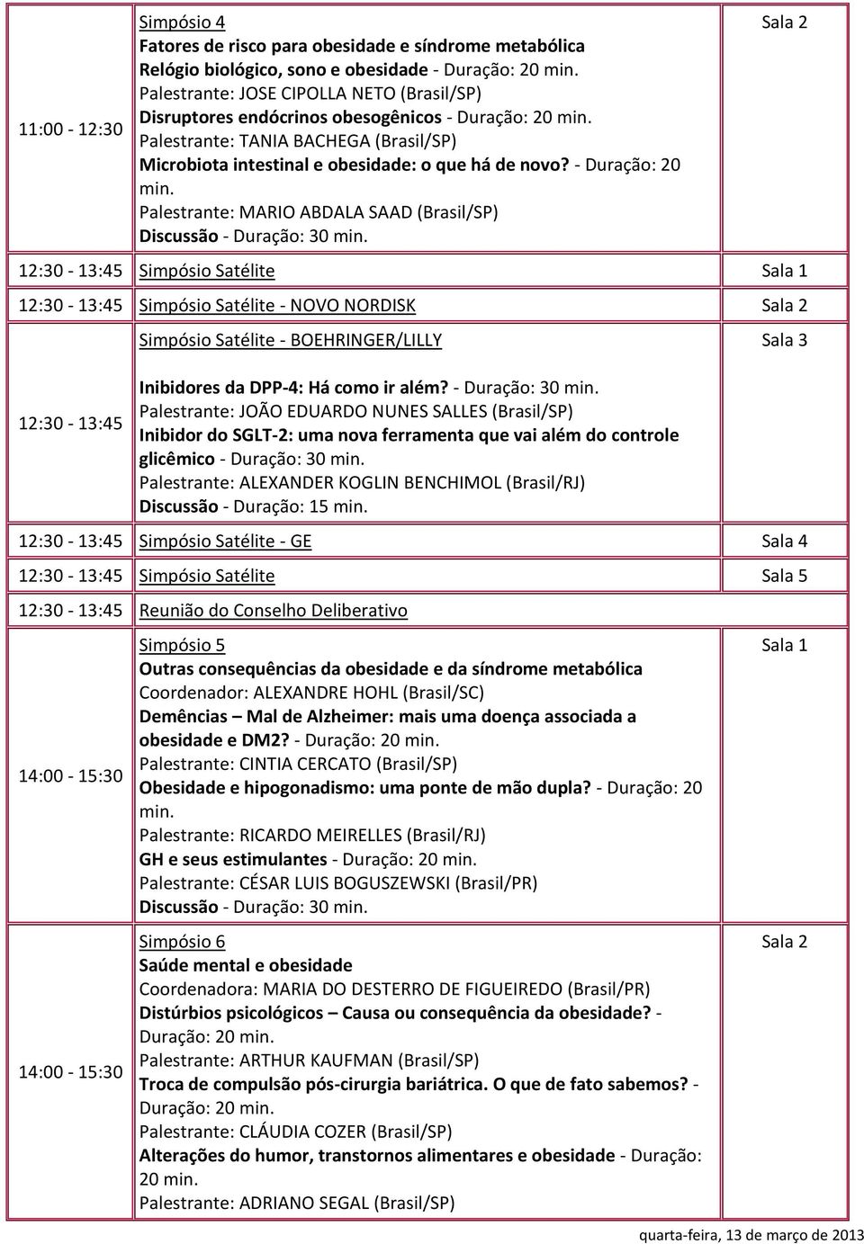 - Duração: 20 Palestrante: MARIO ABDALA SAAD (Brasil/SP) Simpósio Satélite Simpósio Satélite - NOVO NORDISK Simpósio Satélite - BOEHRINGER/LILLY Inibidores da DPP-4: Há como ir além?