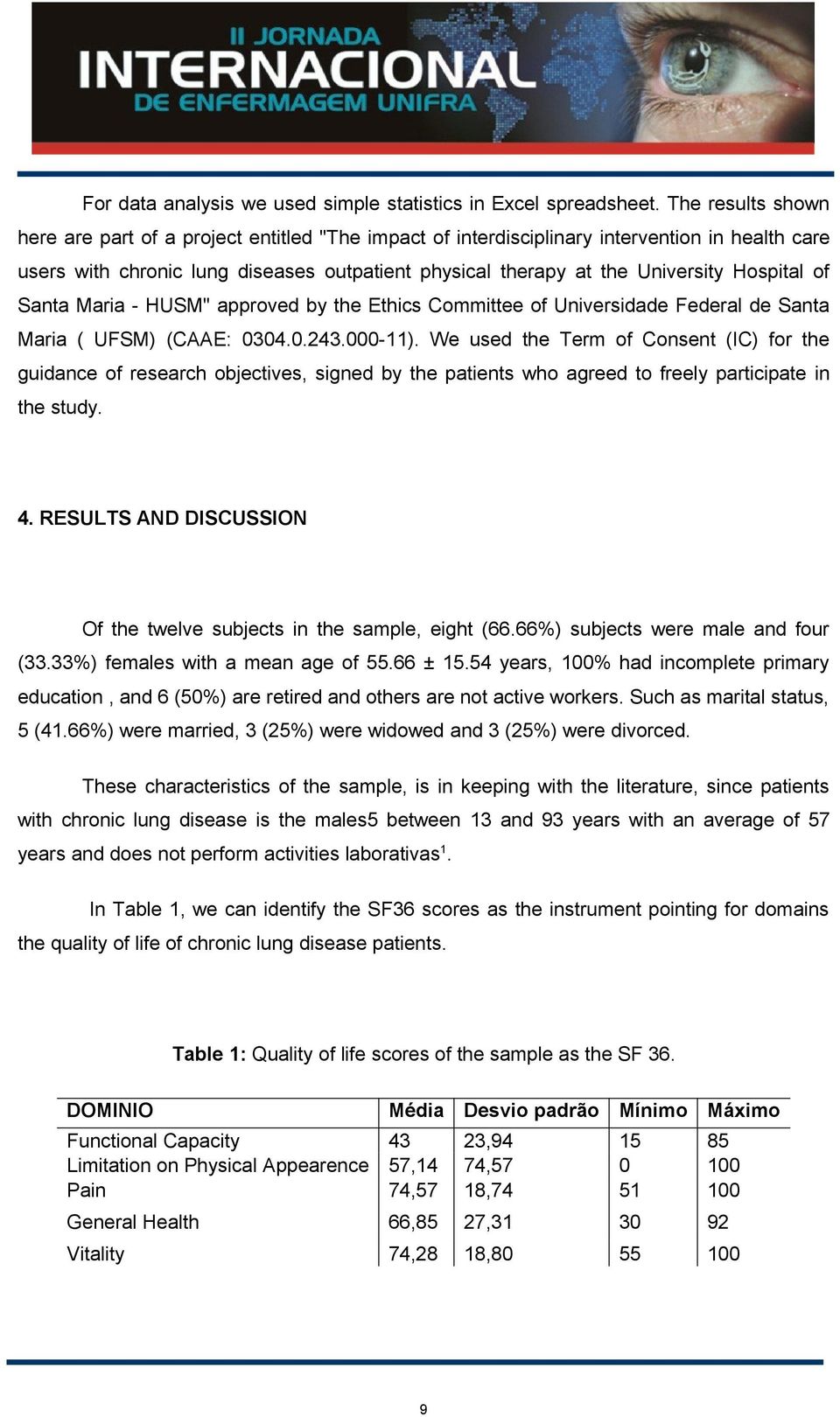 Hospital of Santa Maria - HUSM" approved by the Ethics Committee of Universidade Federal de Santa Maria ( UFSM) (CAAE: 0304.0.243.000-11).