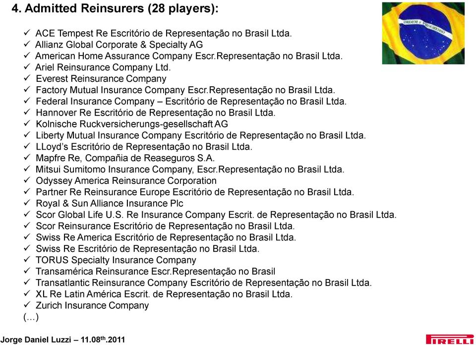 Hannover Re Escritório de Representação no Brasil Ltda. Kolnische Ruckversicherungs-gesellschaft AG Liberty Mutual Insurance Company Escritório de Representação no Brasil Ltda.