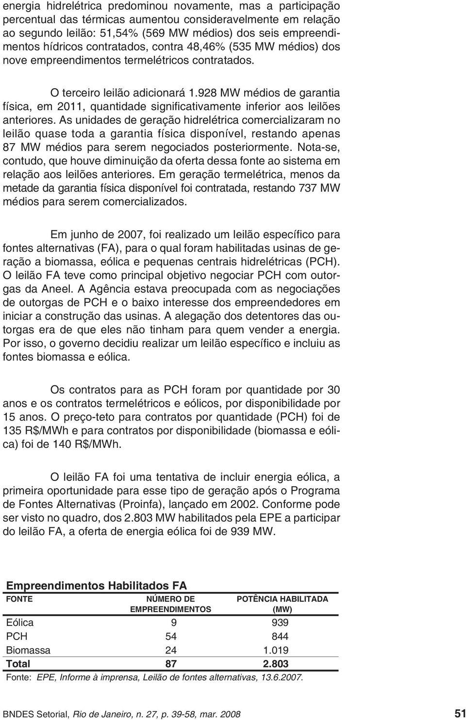 928 MW médios de garantia física, em 2011, quantidade signifi cativamente inferior aos leilões anteriores.