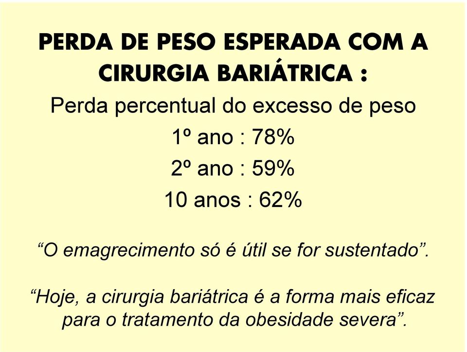 : 62% O emagrecimento só é útil se for sustentado.