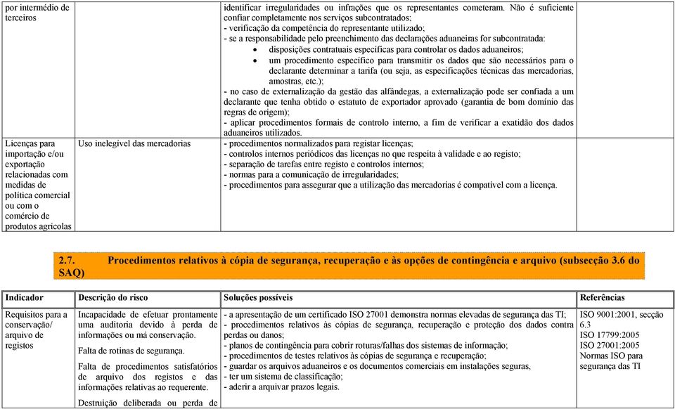 Não é suficiente confiar completamente nos serviços subcontratados; - verificação da competência do representante utilizado; - se a responsabilidade pelo preenchimento das declarações aduaneiras for