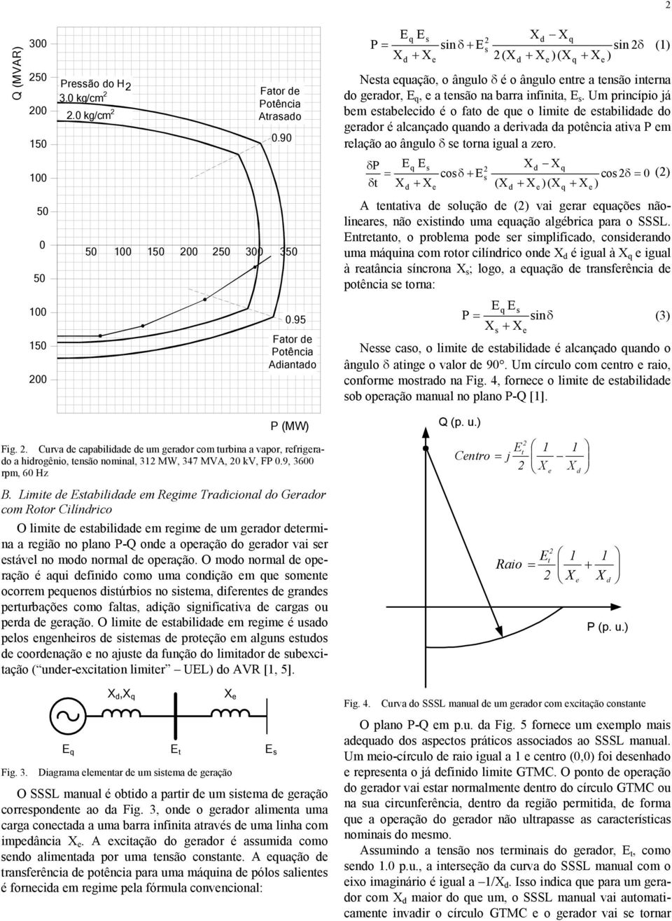 Um princípi já bm stablci é fa u limit stabilia grar é alcança uan a rivaa a ptência ativa P m rlaçã a ângul δ s rna igual a zr.