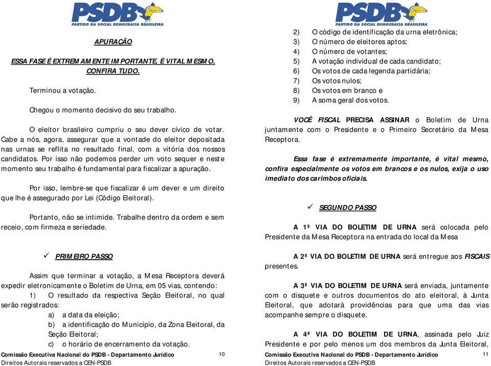 Por isso não podemos perder um voto sequer e neste momento seu trabalho é fundamental para fiscalizar a apuração.