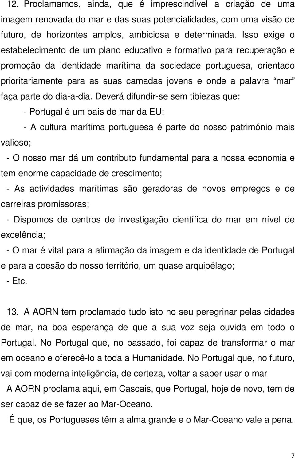 onde a palavra mar faça parte do dia-a-dia.