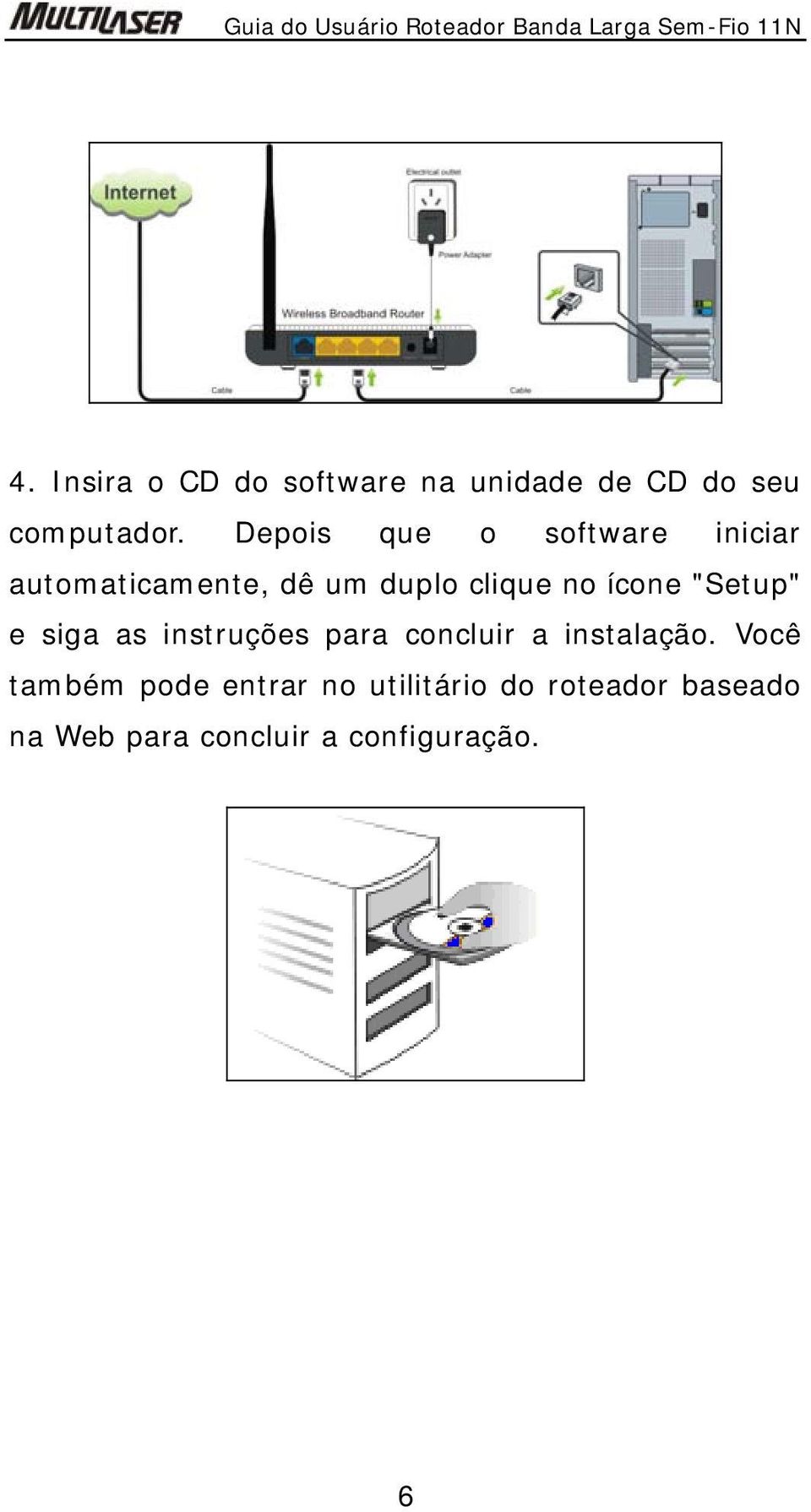 ícone "Setup" e siga as instruções para concluir a instalação.