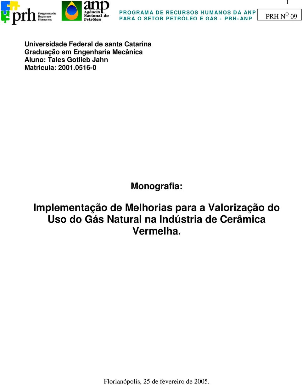 0516-0 Monografia: Implementação de Melhorias para a Valorização do