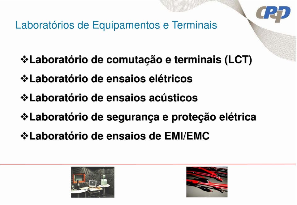 elétricos Laboratório de ensaios acústicos Laboratório