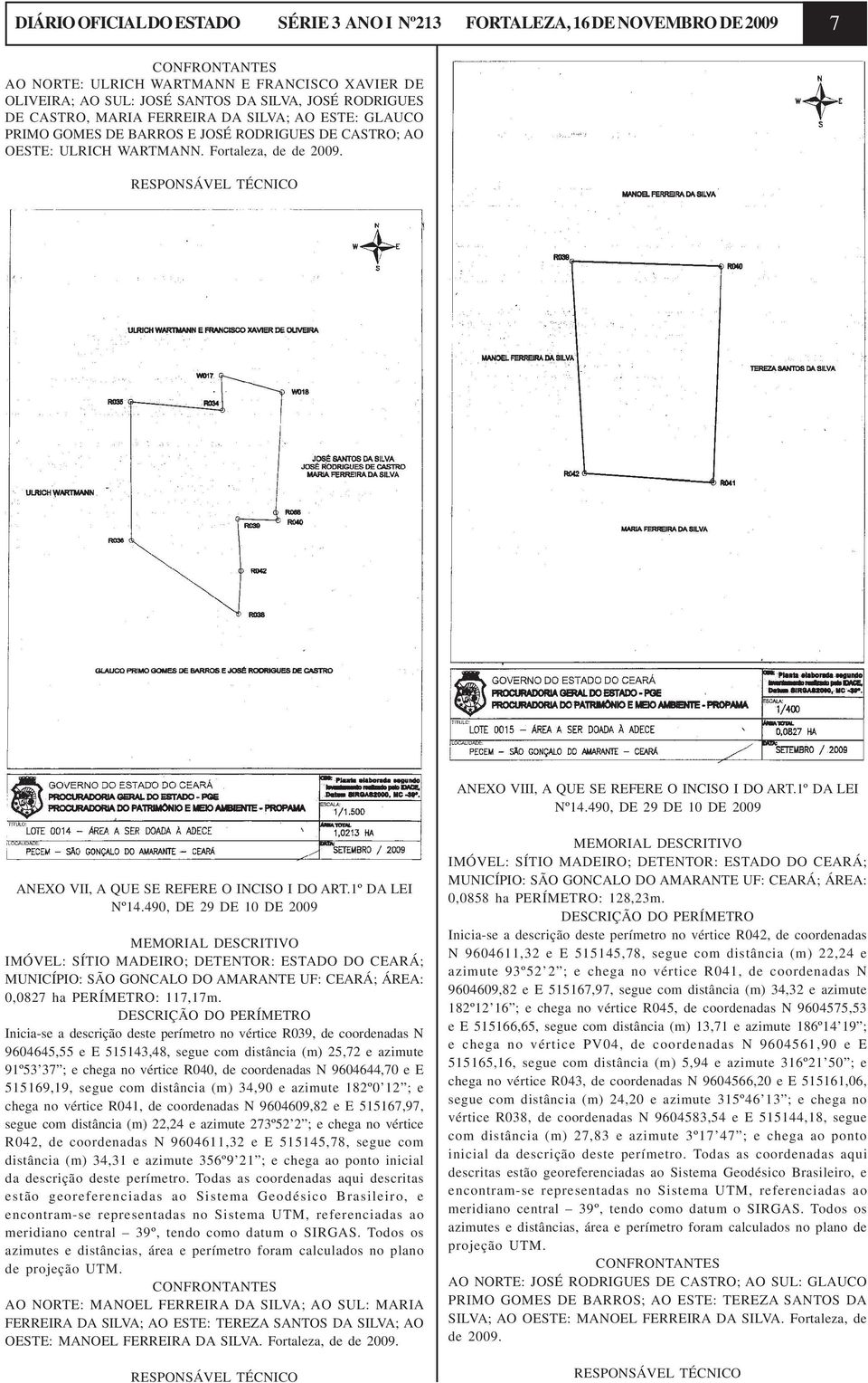 RESPONSÁVEL TÉCNICO ANEXO VIII, A QUE SE REFERE O INCISO I DO ART.1º DA LEI Nº14.