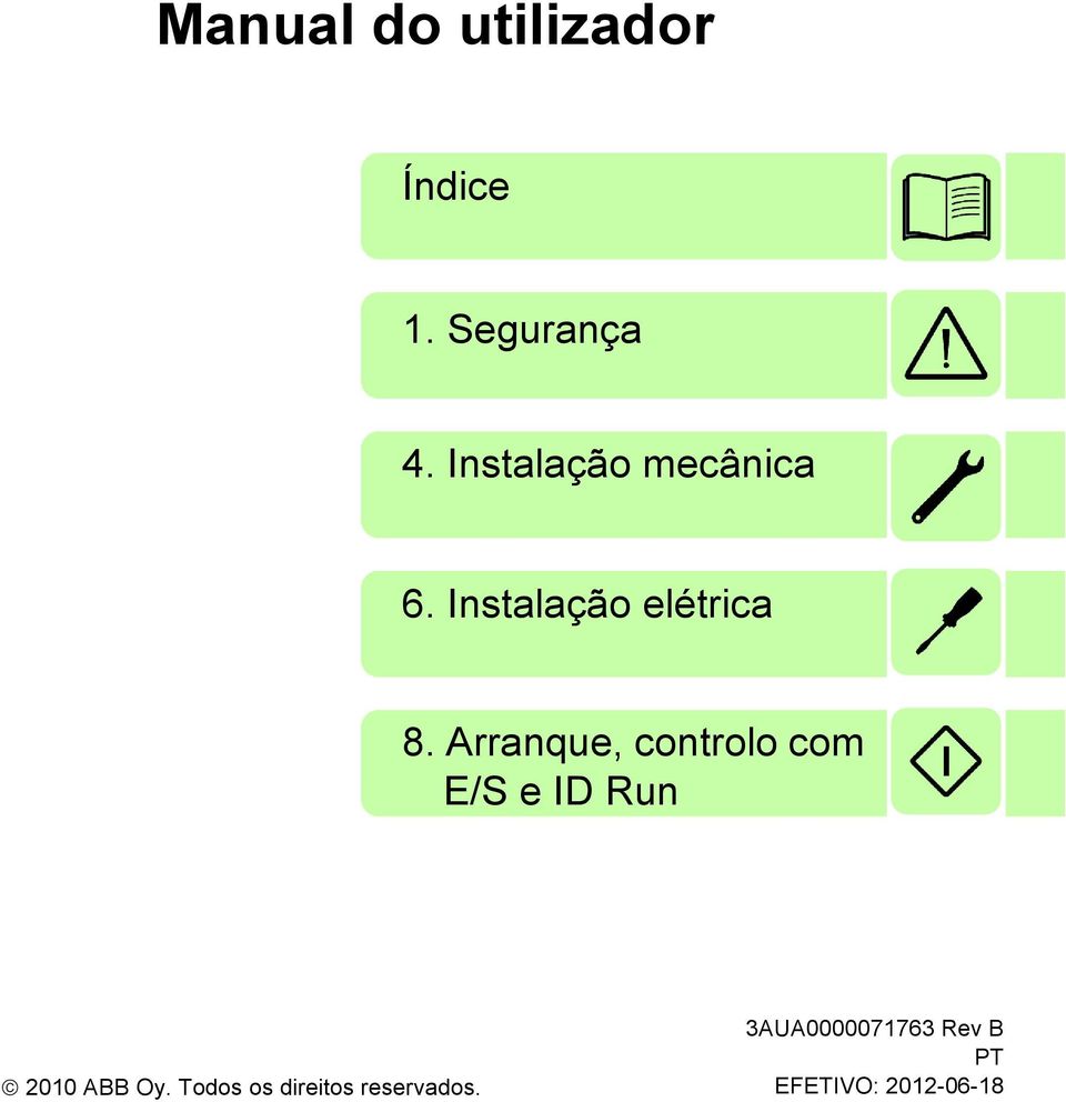 Arranque, controlo com E/S e ID Run 2010 ABB Oy.