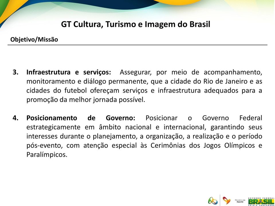 cidades do futebol ofereçam serviços e infraestrutura adequados para a promoção da melhor jornada possível. 4.