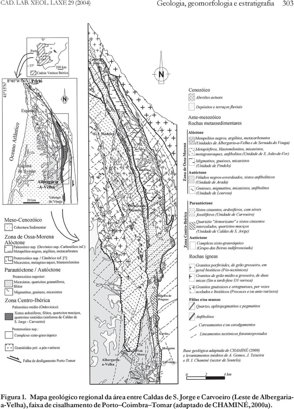 Figura 1. Mapa geológico regional da área entre Caldas de S.