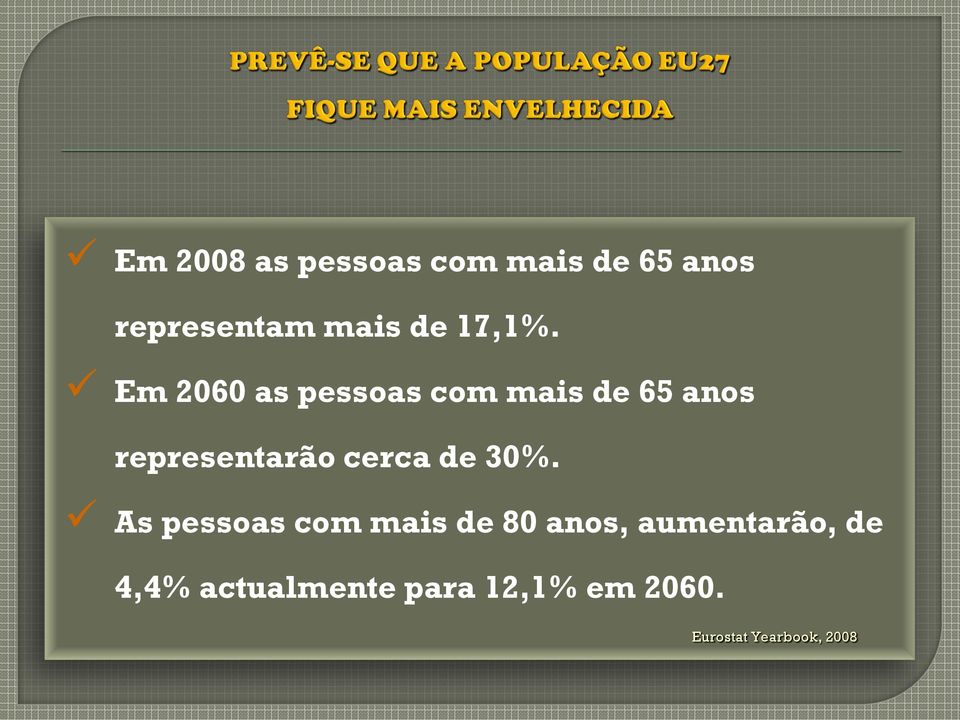 Em 2060 as pessoas com mais de 65 anos representarão cerca