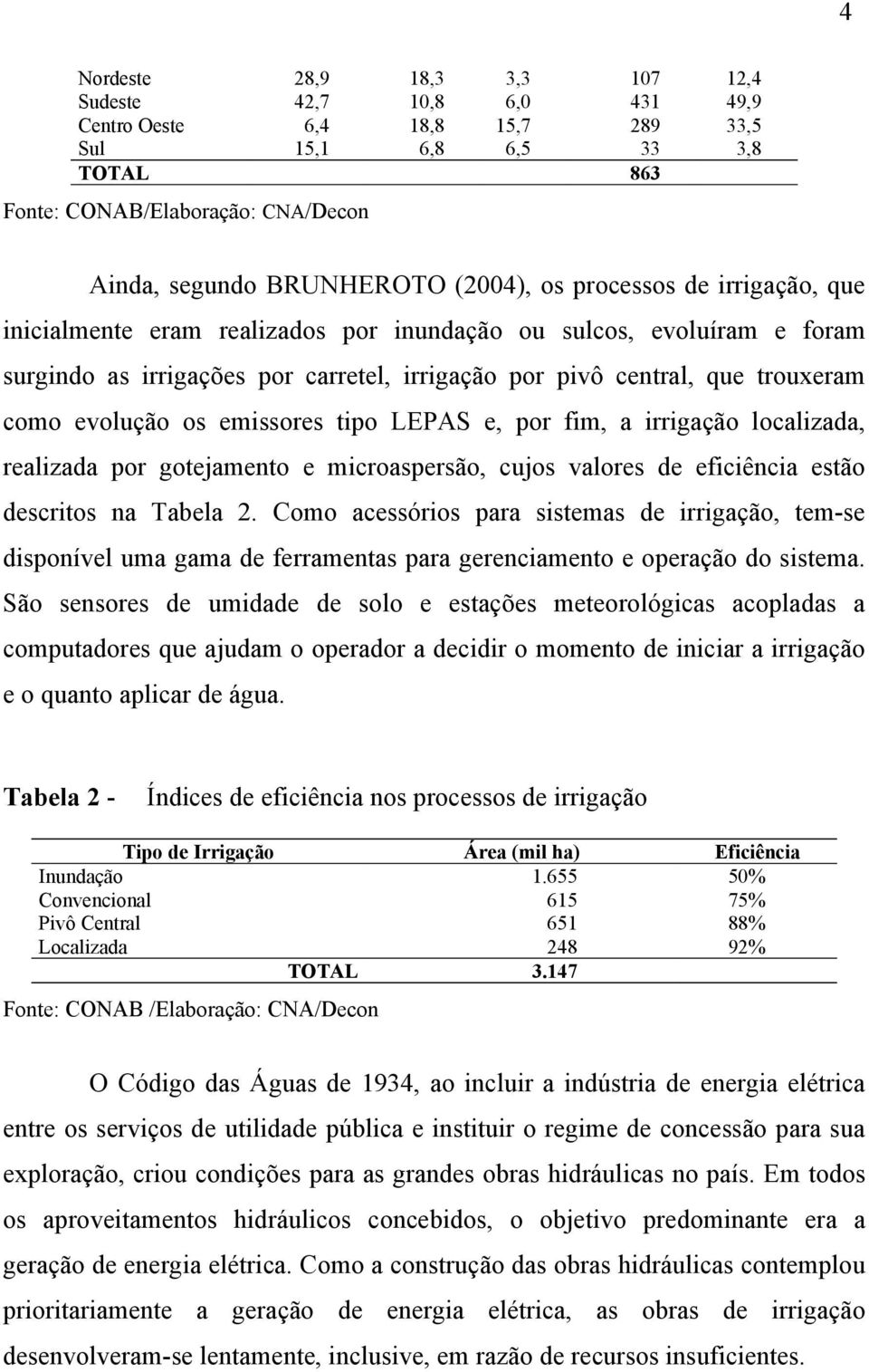 evolução os emissores tipo LEPAS e, por fim, a irrigação localizada, realizada por gotejamento e microaspersão, cujos valores de eficiência estão descritos na Tabela 2.