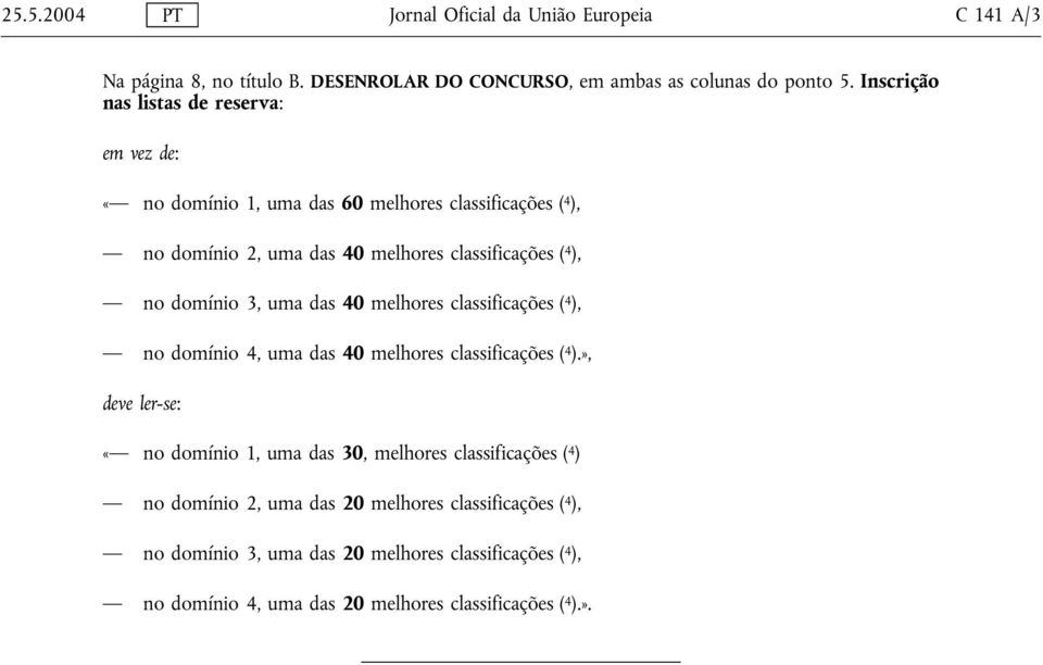 domínio 3, uma das 40 melhores classificações ( 4 ), no domínio 4, uma das 40 melhores classificações ( 4 ).