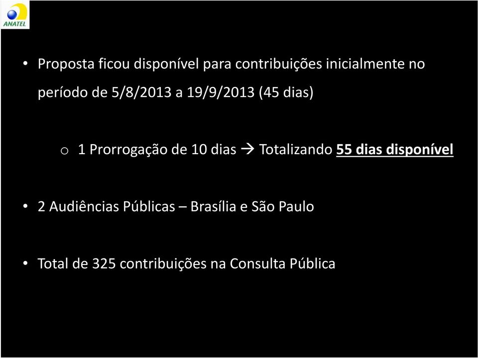 10 dias Totalizando 55 dias disponível 2 Audiências Públicas