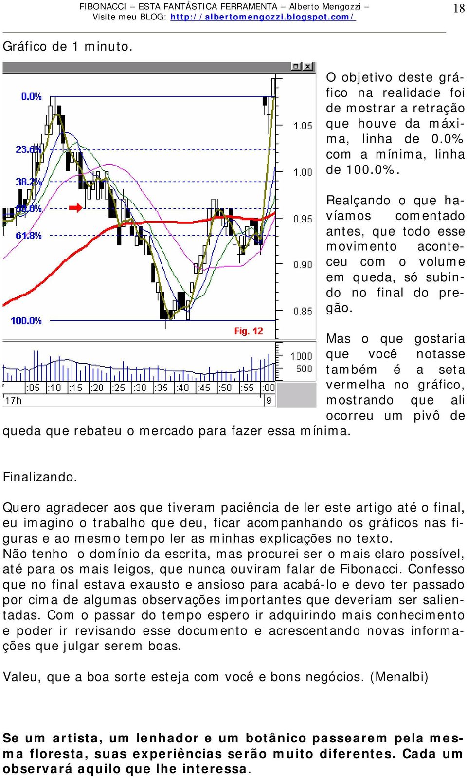 Mas o que gostaria que você notasse também é a seta vermelha no gráfico, mostrando que ali ocorreu um pivô de queda que rebateu o mercado para fazer essa mínima. Finalizando.