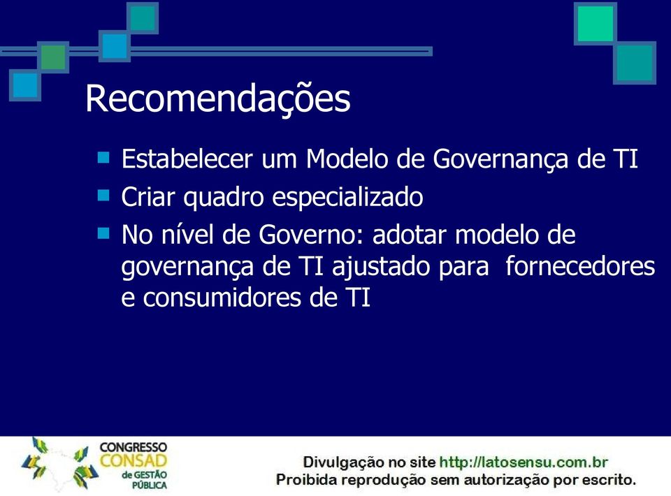 nível de Governo: adotar modelo de governança