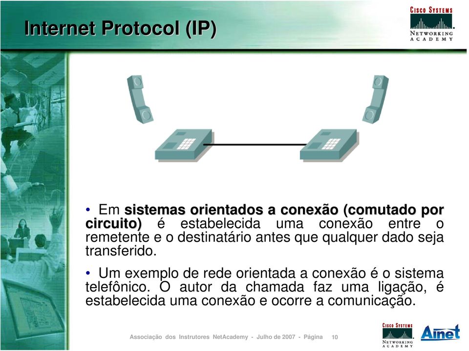 seja transferido. Um exemplo de rede orientada a conexão é o sistema telefônico.
