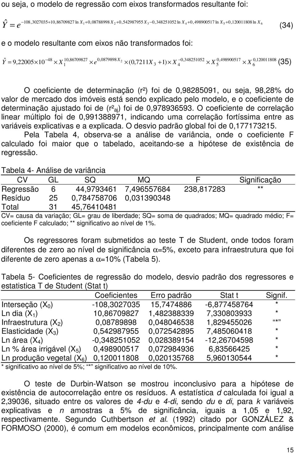 móves está sedo explcado pelo modelo, e o coefcete de determação ajustado fo de (r² aj ) fo de 0,978936593.