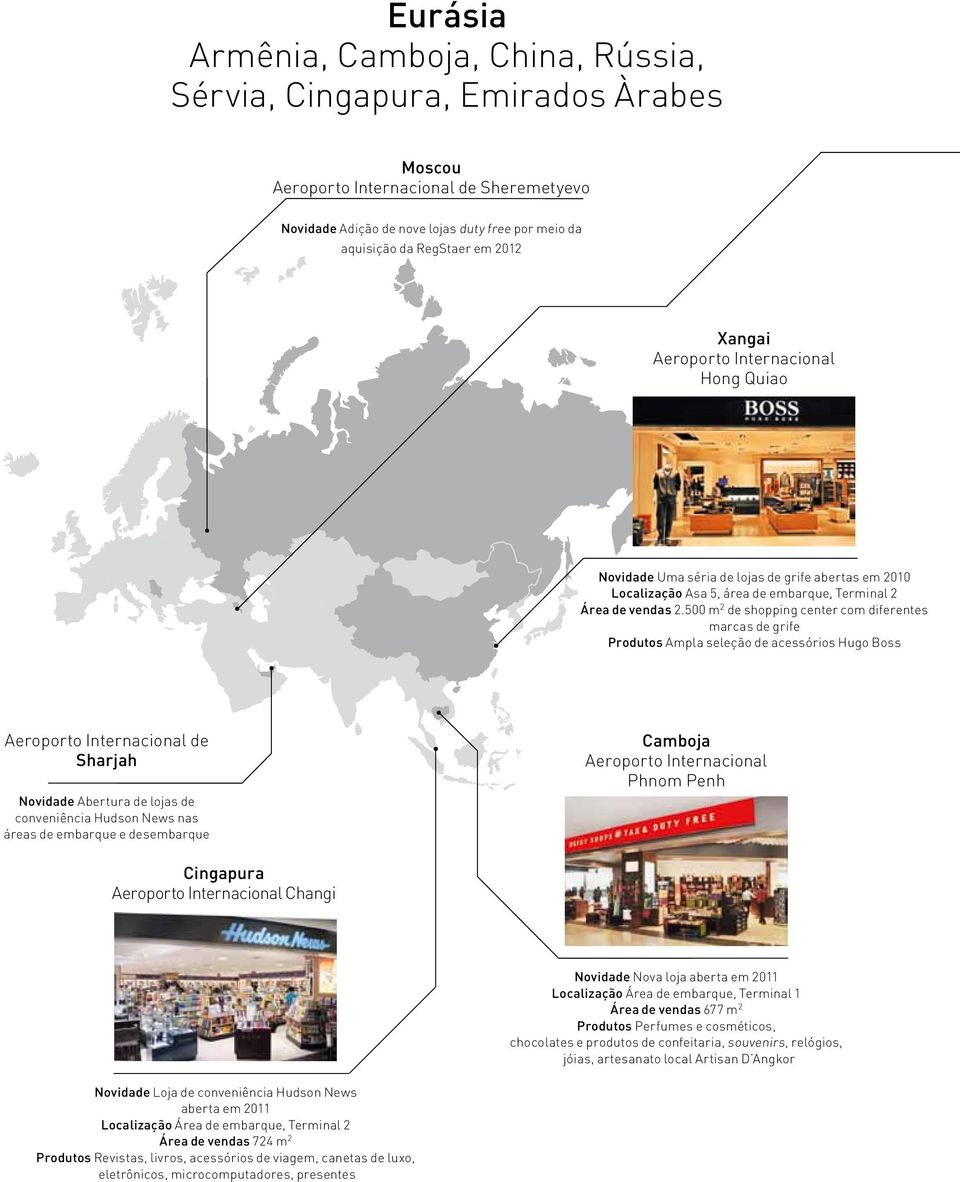 500 m 2 de shopping center com diferentes marcas de grife Produtos Ampla seleção de acessórios Hugo Boss Aeroporto Internacional de Sharjah Novidade Abertura de lojas de conveniência Hudson News nas