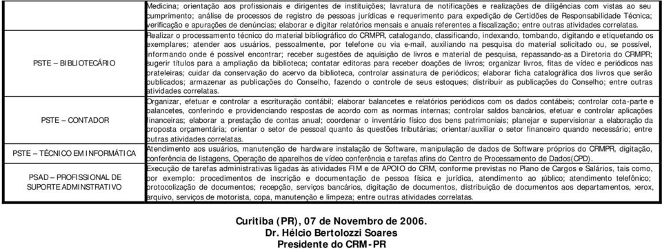 apurações de denúncias; elaborar e digitar relatórios mensais e anuais referentes a fiscalização; entre outras atividades correlatas.