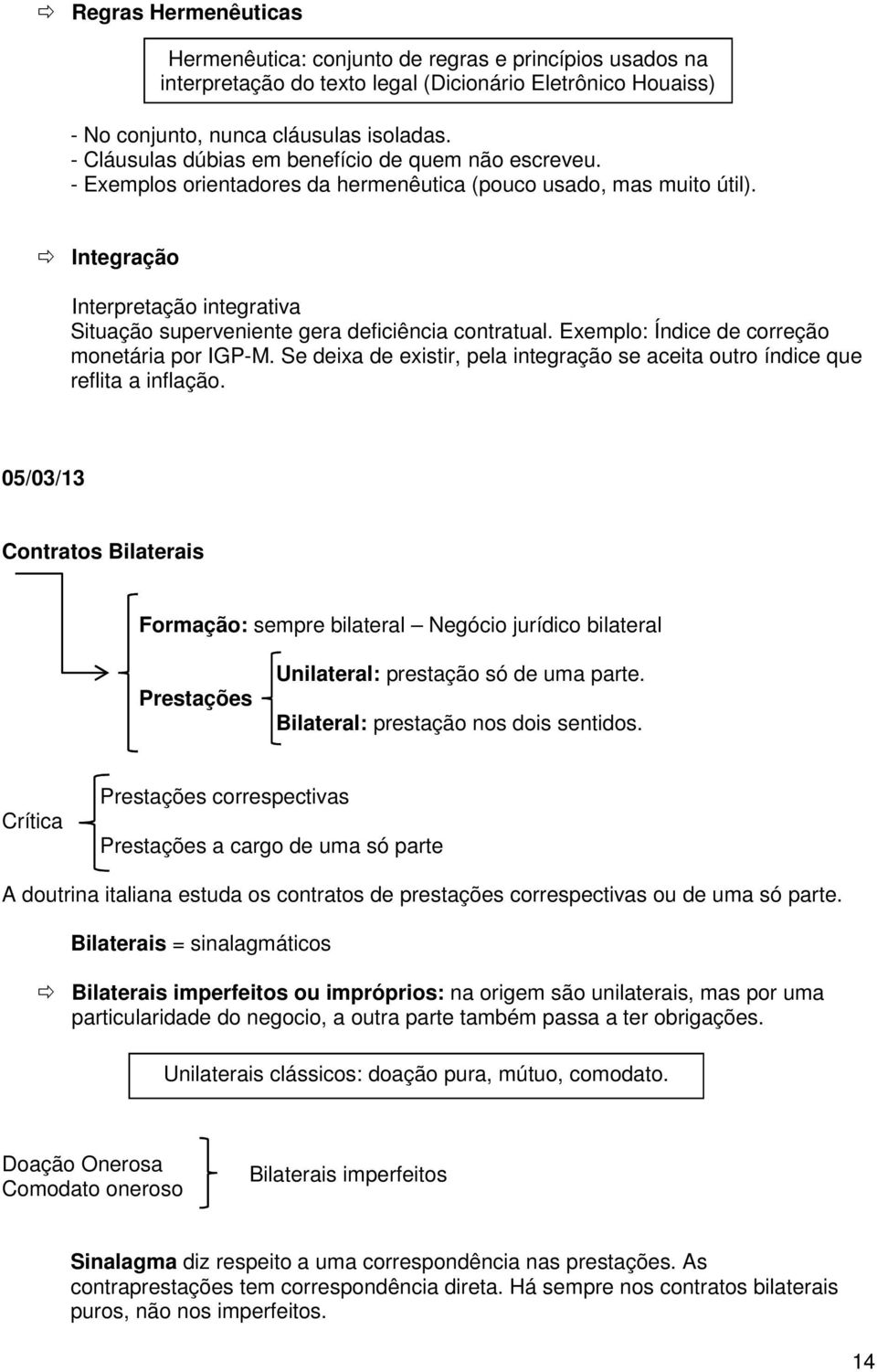 Integração Interpretação integrativa Situação superveniente gera deficiência contratual. Exemplo: Índice de correção monetária por IGP-M.