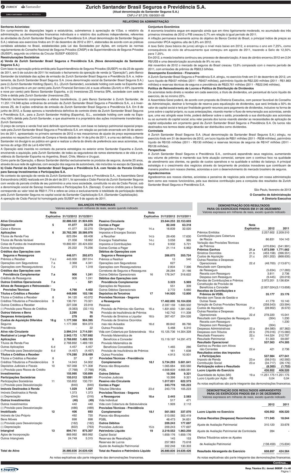 ual denominação da Santander Seguros S.A.