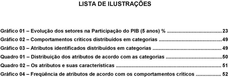 .. 49 Gráfico 03 Atributos identificados distribuídos em categorias.