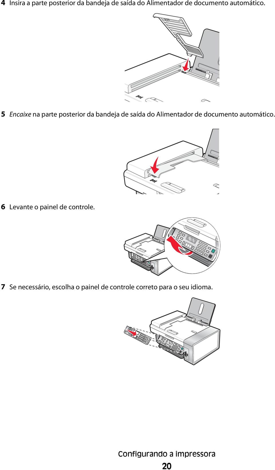 5 Encaixe na parte posterior da bandeja de saída do Alimentador de documento 