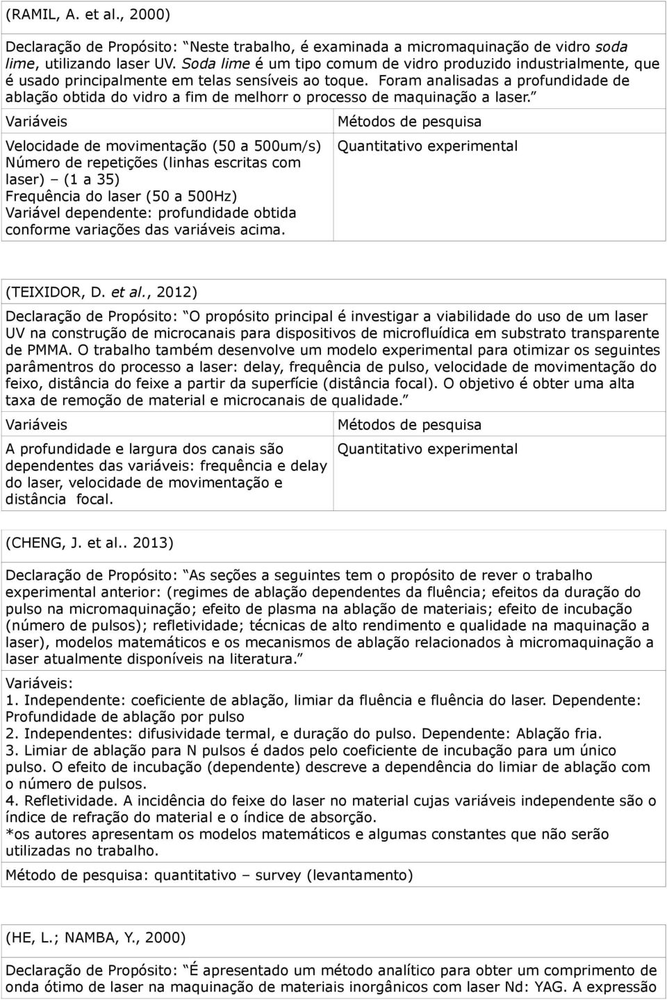 Foram analisadas a profundidade de ablação obtida do vidro a fim de melhorr o processo de maquinação a laser.