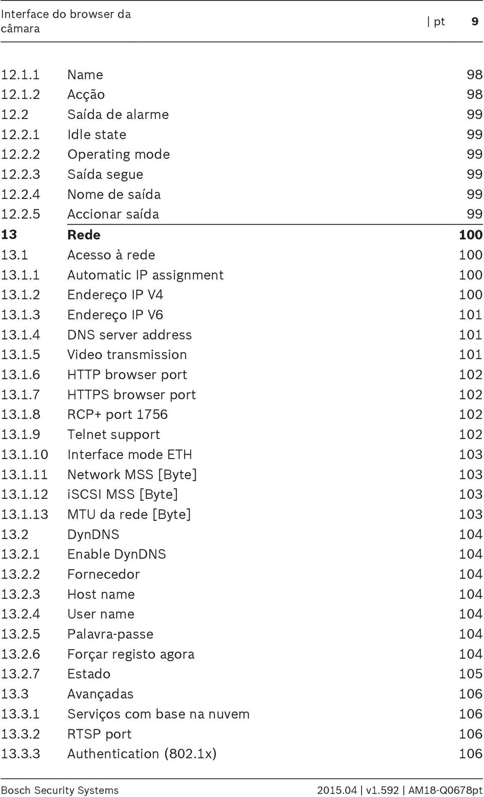 1.7 HTTPS browser port 102 13.1.8 RCP+ port 1756 102 13.1.9 Telnet support 102 13.1.10 Interface mode ETH 103 13.1.11 Network MSS [Byte] 103 13.1.12 iscsi MSS [Byte] 103 13.1.13 MTU da rede [Byte] 103 13.