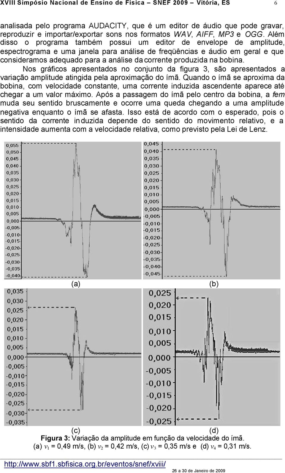 Além disso o programa também possui um editor de envelope de amplitude, espectrograma e uma janela para análise de freqüências e áudio em geral e que consideramos adequado para a análise da corrente