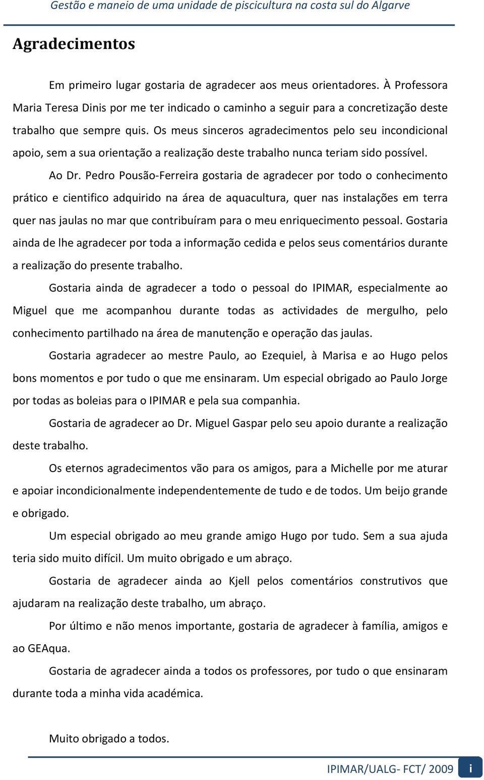 Os meus sinceros agradecimentos pelo seu incondicional apoio,semasuaorientaçãoarealizaçãodestetrabalhonuncateriamsidopossível. AoDr.