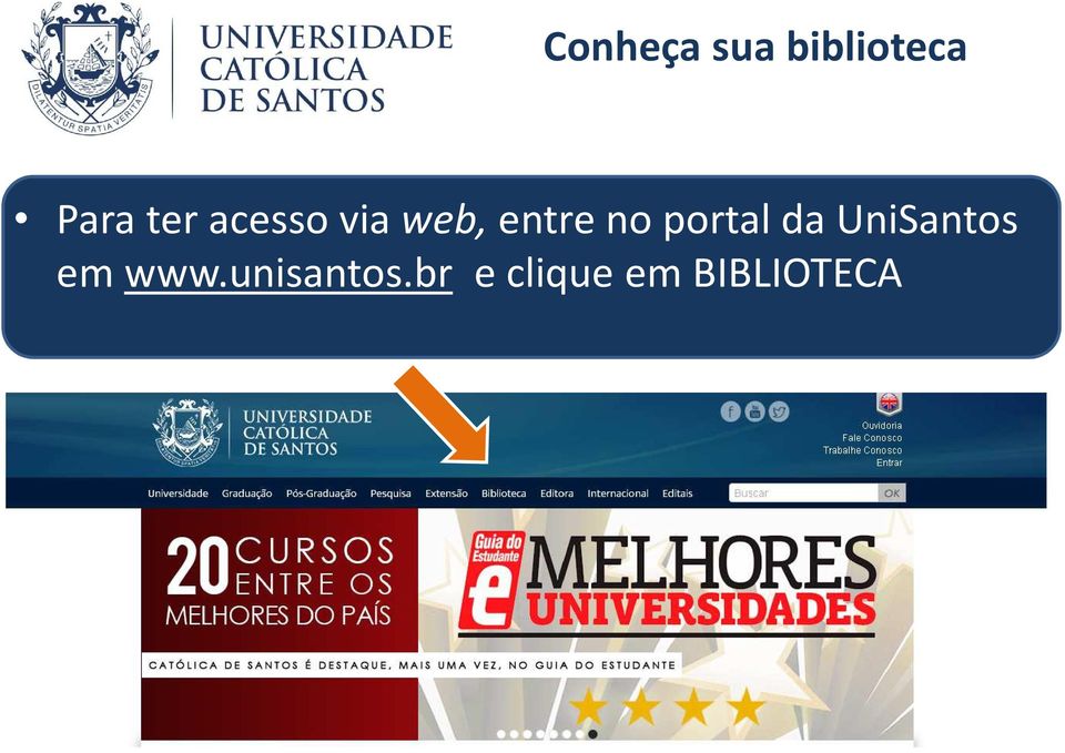 portal da UniSantos em www.