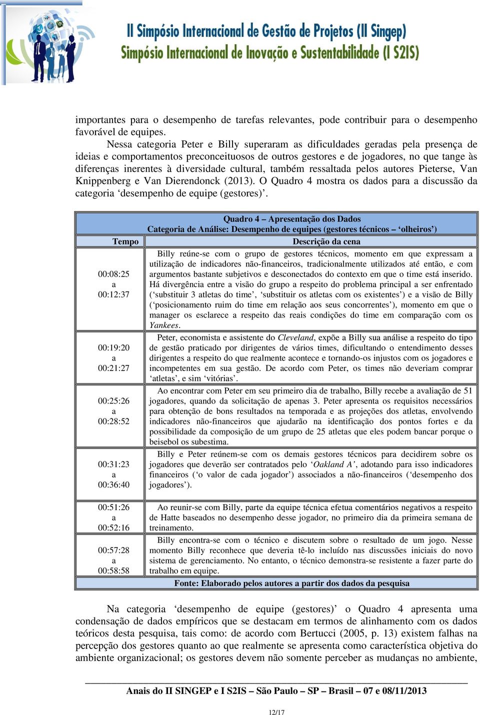 tmbém ressltd pelos utores Pieterse, Vn Knippenberg e Vn Dierendonck (2013). O Qudro 4 mostr os ddos pr discussão d ctegori desempenho de equipe (gestores).