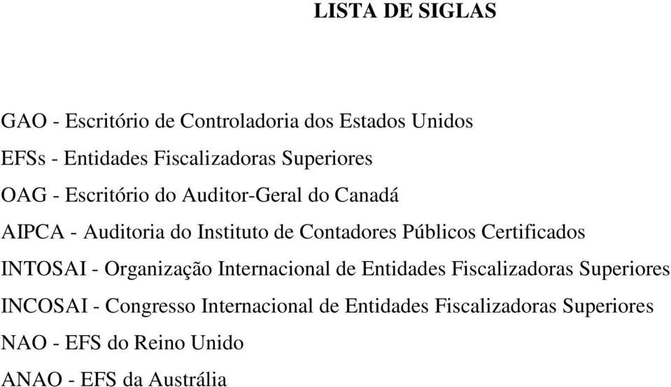 Públicos Certificados INTOSAI - Organização Internacional de Entidades Fiscalizadoras Superiores INCOSAI
