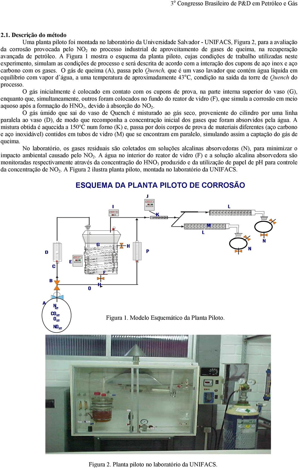 A Figura 1 mostra o esquema da planta piloto, cujas condições de trabalho utilizadas neste experimento, simulam as condições de processo e será descrita de acordo com a interação dos cupons de aço