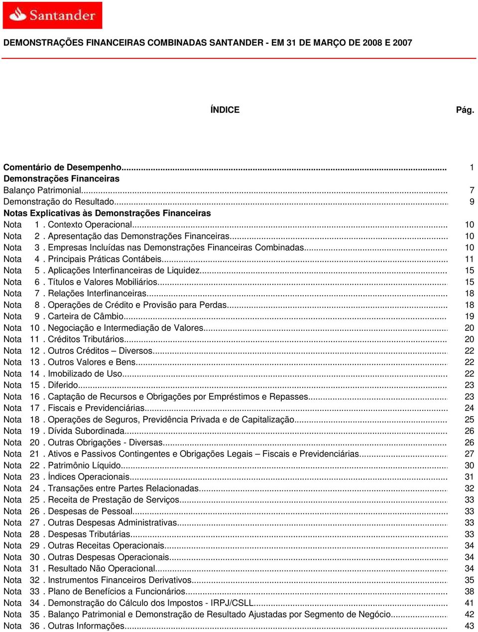 Empresas Incluídas nas Demonstrações Financeiras Combinadas... 10 Nota 4. Principais Práticas Contábeis... 11 Nota 5. Aplicações Interfinanceiras de Liquidez... 15 Nota 6.