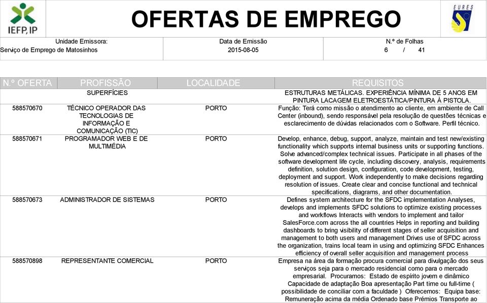 Função: Terá como missão o atendimento ao cliente, em ambiente de Call Center (inbound), sendo responsável pela resolução de questões técnicas e esclarecimento de dúvidas relacionados com o Software.