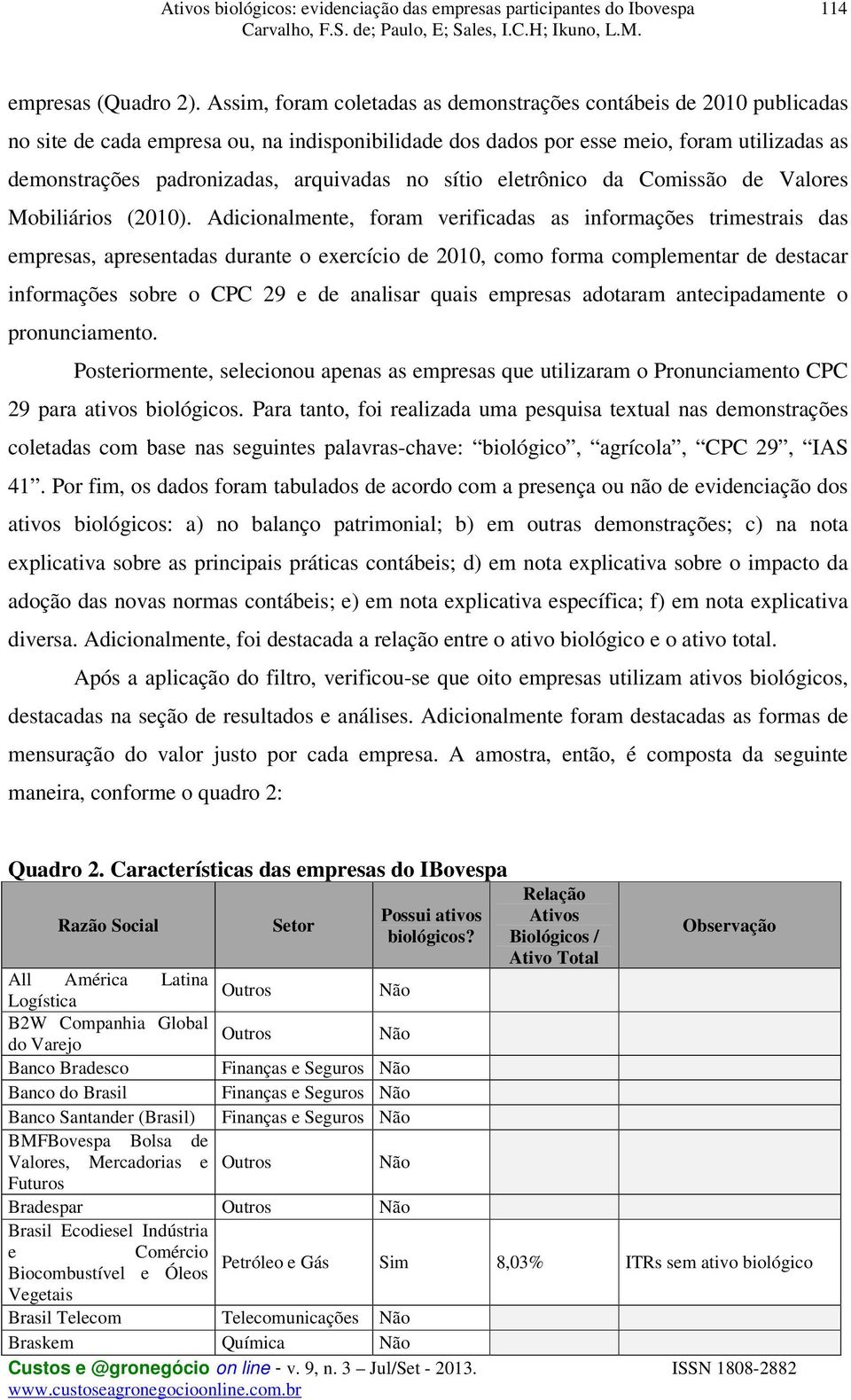 arquivadas no sítio eletrônico da Comissão de Valores Mobiliários (2010).