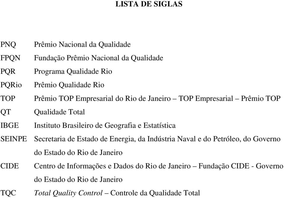 Geografia e Estatística SEINPE Secretaria de Estado de Energia, da Indústria Naval e do Petróleo, do Governo do Estado do Rio de Janeiro