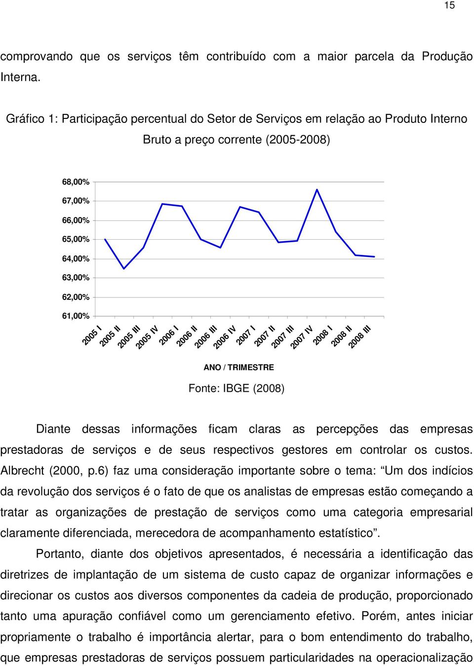 III 2005 IV 2006 I 2006 II 2006 III 2006 IV 2007 I 2007 II 2007 III 2007 IV 2008 I 2008 II 2008 III ANO / TRIMESTRE Fonte: IBGE (2008) Diante dessas informações ficam claras as percepções das