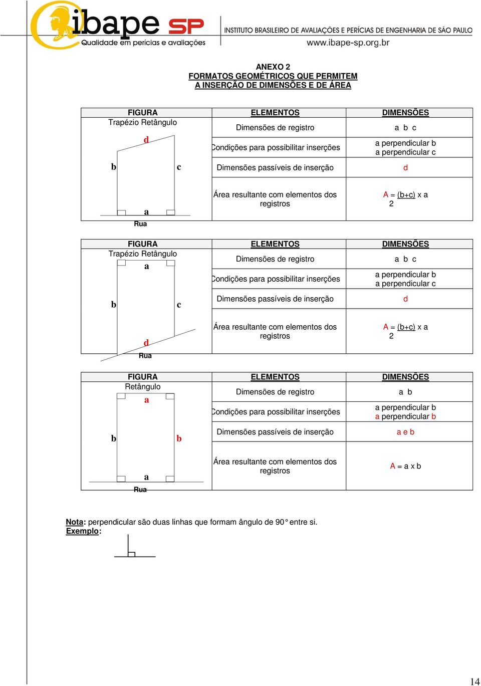 possiilitr inserções perpeniulr perpeniulr Dimensões pssíveis e inserção Ru Áre resultnte om elementos os A = (+) x 2 FIGURA ELEMENTOS DIMENSÕES Retângulo Dimensões e registro