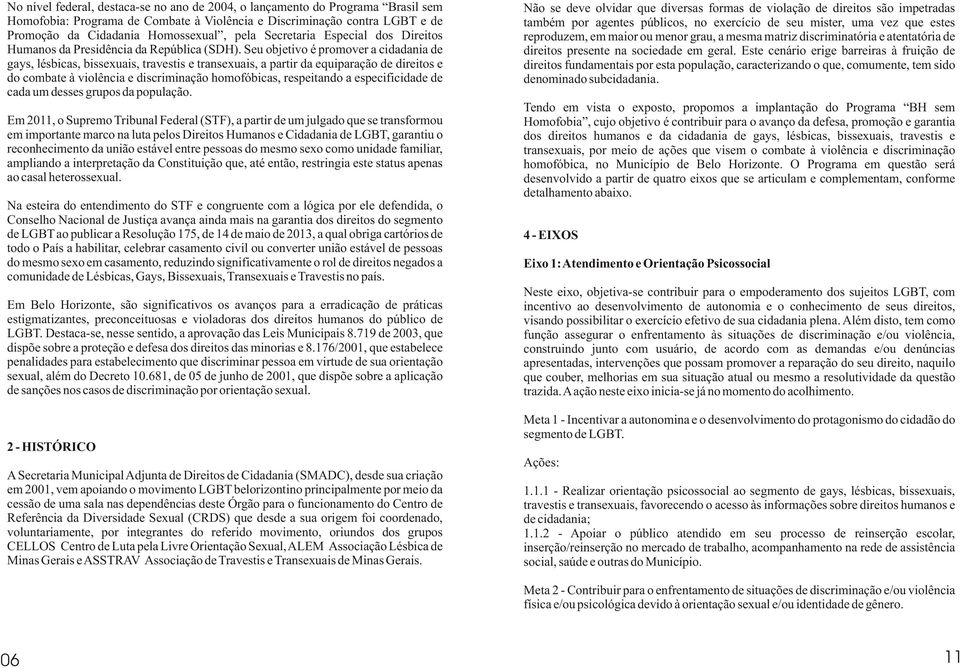 Seu objetivo é promover a cidadania de gays, lésbicas, bissexuais, travestis e transexuais, a partir da equiparação de direitos e do combate à violência e discriminação homofóbicas, respeitando a