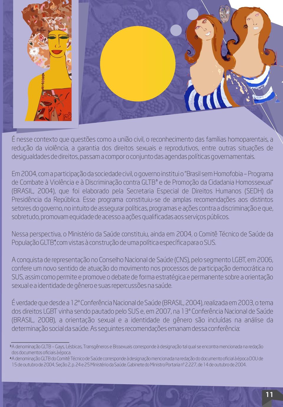 Em 2004, com a participação da sociedade civil, o governo institui o Brasil sem Homofobia Programa 3 de Combate à Violência e à Discriminação contra GLTB e de Promoção da Cidadania Homossexual