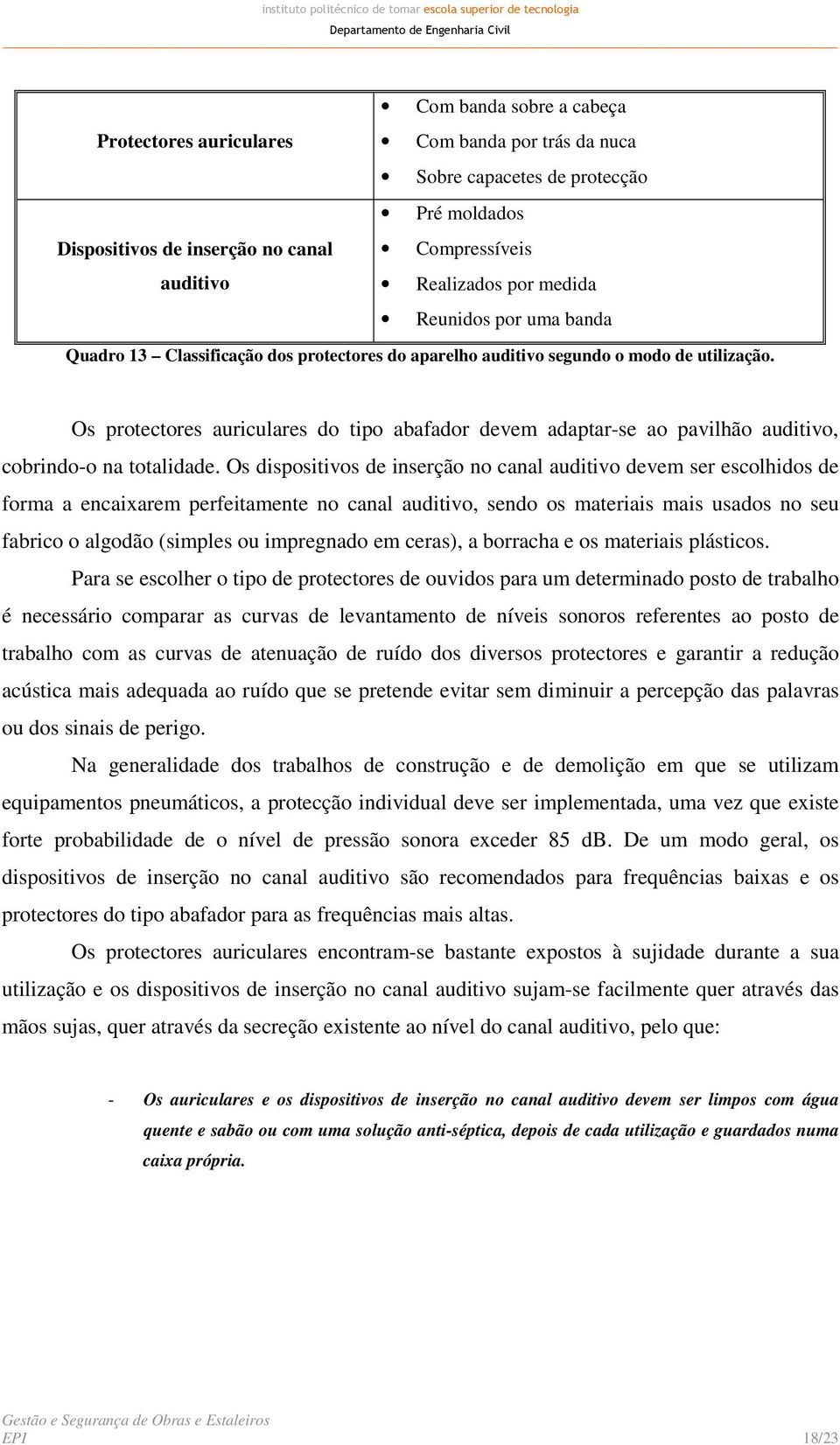 Os protectores auriculares do tipo abafador devem adaptar-se ao pavilhão auditivo, cobrindo-o na totalidade.